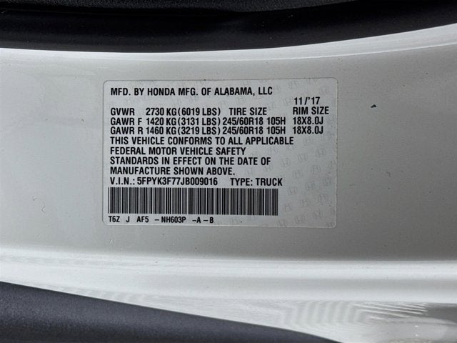 2018 Honda Ridgeline RTL-E