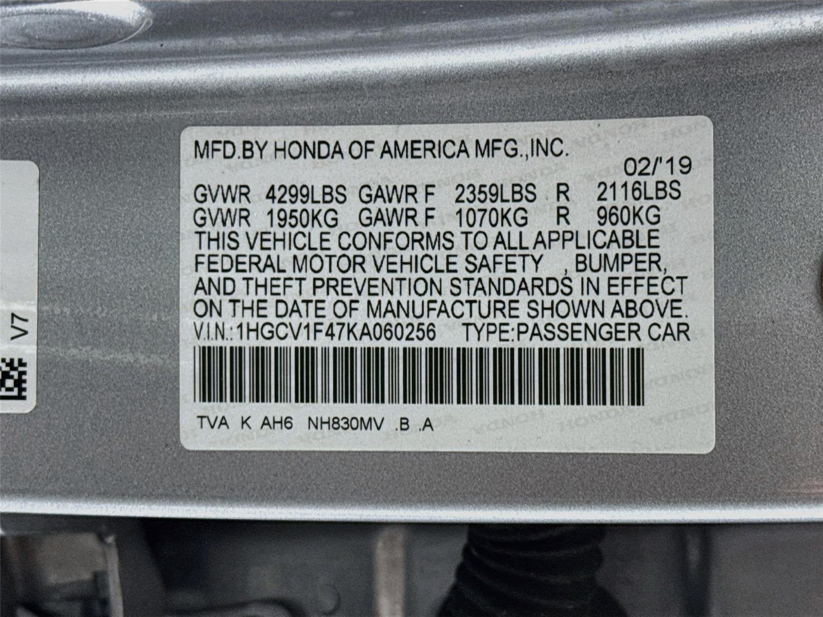 2019 Honda Accord EX 1.5T