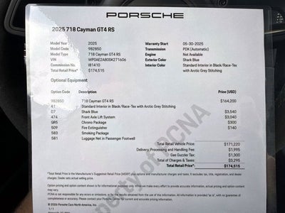 2025 Porsche 718 Cayman GT4 RS