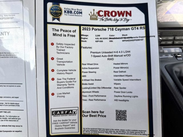 2023 Porsche 718 Cayman GT4 RS