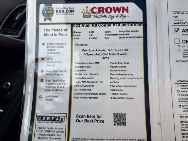 2023 Audi R8 Coupe V10 performance