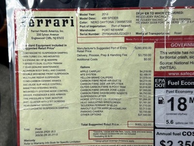 2018 Ferrari 488 Spider Base