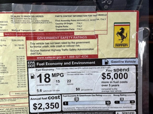 2018 Ferrari 488 Spider Base