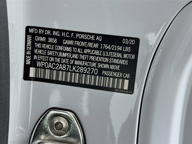 2020 Porsche 718 Cayman GT4